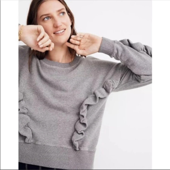 Miles by Madewell Gray Ruffle Sweater Women’s Small Cottagecore Granny Prairie - Picture 1 of 10